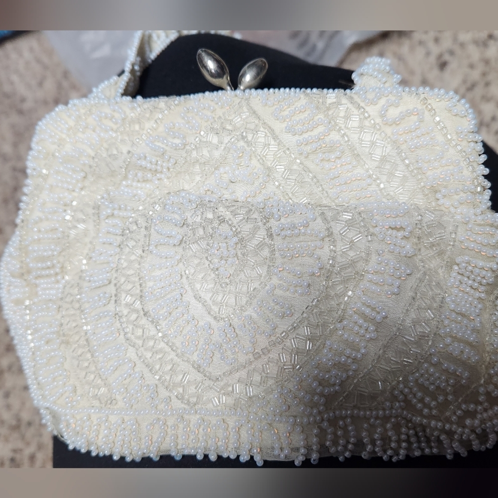 Vintage White beaded bag by Walborg